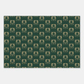 Kerstrode donkergroene zwarte goudbellen schattig inpakpapier vel (Voorkant 2)