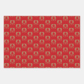 Kerstrode donkergroene zwarte goudbellen schattig inpakpapier vel (Voorkant)