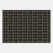 Kerstrode donkergroene zwarte goudsneeuwvlokken inpakpapier vel (Voorkant 3)