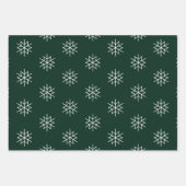 Kerstrode donkergroene zwarte witte sneeuwvlokken inpakpapier vel (Voorkant 2)