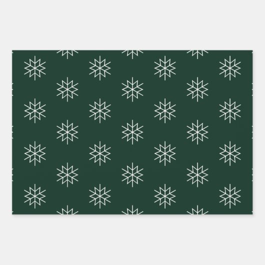 Kerstrode donkergroene zwarte witte sneeuwvlokken inpakpapier vel (Voorkant 2)