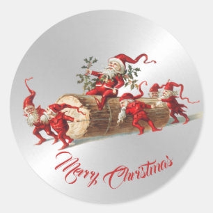 Kerstrode Elves Beauful Silver Ronde Sticker