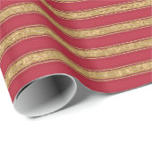 Kerstrode en gele strepen cadeaupapier (Rol Hoek)