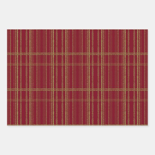 kerstrode en glitterstripes inpakpapier vel (Voorkant 3)