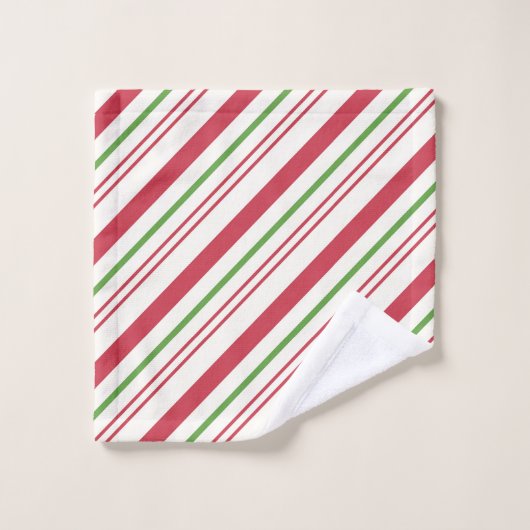 kerstrode en groene Snoepjes en stripes Bad Handdoek (Wasdoekje)