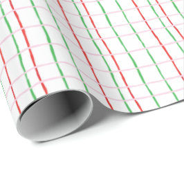 kerstrode en groene strepen cadeaupapier