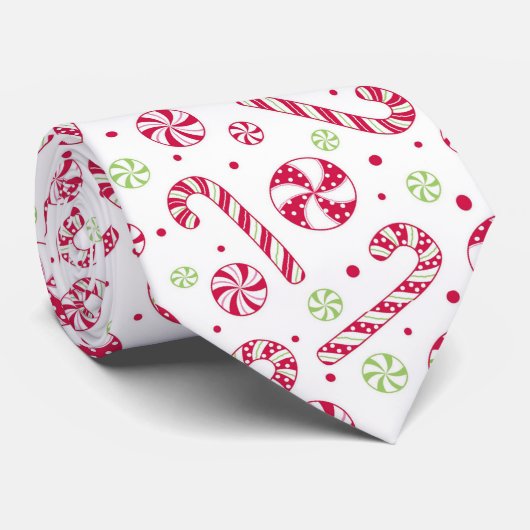 Kerstrode en kalkgroene snoepjes stropdas (Opgerold)