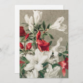 Kerstrode en witte appelbloemen feestdagenkaart (Voorkant / Achterkant)