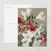 Kerstrode en witte appelbloemen feestdagenkaart (Voorkant / Achterkant)