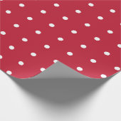 Kerstrode en witte pooldots cadeaupapier (Hoek)