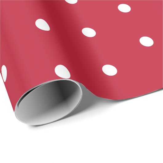 Kerstrode en witte pooldots cadeaupapier (Rol Hoek)