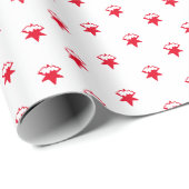 Kerstrode en witte sneeuwvlokken schattige feestda cadeaupapier (Rol Hoek)