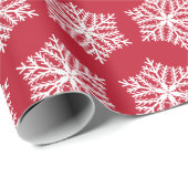 Kerstrode en witte sneeuwvlokken WinterFeestdagen Cadeaupapier (Rol Hoek)