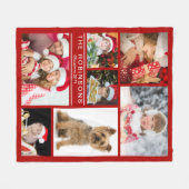 Kerstrode familie foto Collage DYI Sjabloon Fleece Deken (Voorkant (Horizontaal))