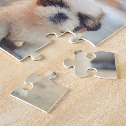 Kerstrode familie foto collage legpuzzel (Zijkant)