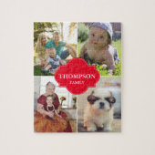 Kerstrode familie foto collage legpuzzel (Verticaal)