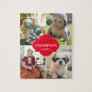 Kerstrode familie foto collage legpuzzel