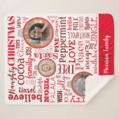 Kerstrode familie foto's Monogram Sherpa Blanket Sherpa Deken (Voorkant (horizontaal))