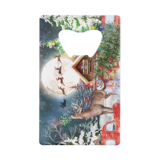 Kerstrode Feestdagen voor Kerstmis: Santa Rustige  Creditkaart Flessenopener (Voorkant)