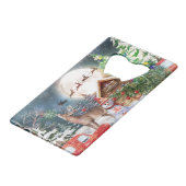 Kerstrode Feestdagen voor Kerstmis: Santa Rustige  Creditkaart Flessenopener (Voorkant Gekanteld)