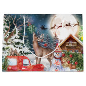 Kerstrode Feestdagen voor Kerstmis: Santa Rustige  Groot Cadeauzakje (Voorkant)