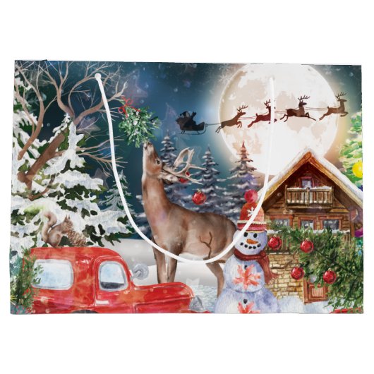 Kerstrode Feestdagen voor Kerstmis: Santa Rustige  Groot Cadeauzakje (Achterkant)