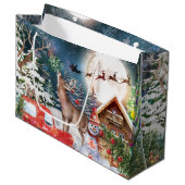 Kerstrode Feestdagen voor Kerstmis: Santa Rustige  Groot Cadeauzakje (Voorkant Gekanteld)