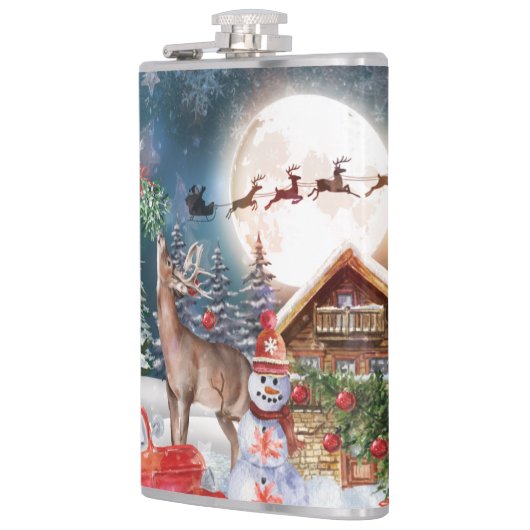 Kerstrode Feestdagen voor Kerstmis: Santa Rustige  Heupfles (Links)