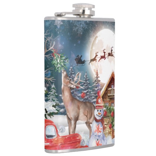 Kerstrode Feestdagen voor Kerstmis: Santa Rustige  Heupfles (Rechts)