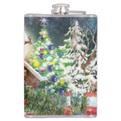 Kerstrode Feestdagen voor Kerstmis: Santa Rustige  Heupfles (Achterkant)