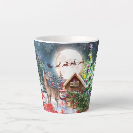 Kerstrode Feestdagen voor Kerstmis: Santa Rustige  Latte Mok (Voorkant)