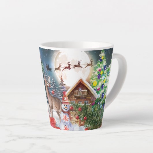 Kerstrode Feestdagen voor Kerstmis: Santa Rustige  Latte Mok (Rechterhoek)