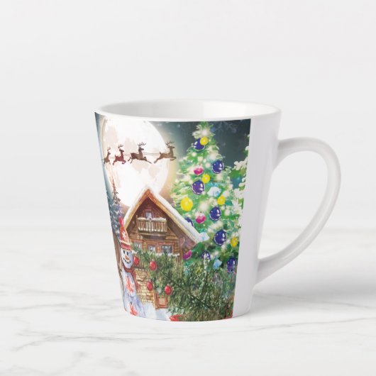 Kerstrode Feestdagen voor Kerstmis: Santa Rustige  Latte Mok (Rechts)