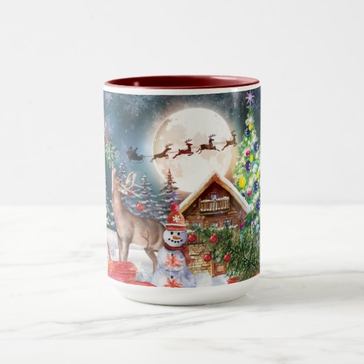 Kerstrode Feestdagen voor Kerstmis: Santa Rustige  Mok (Midden)