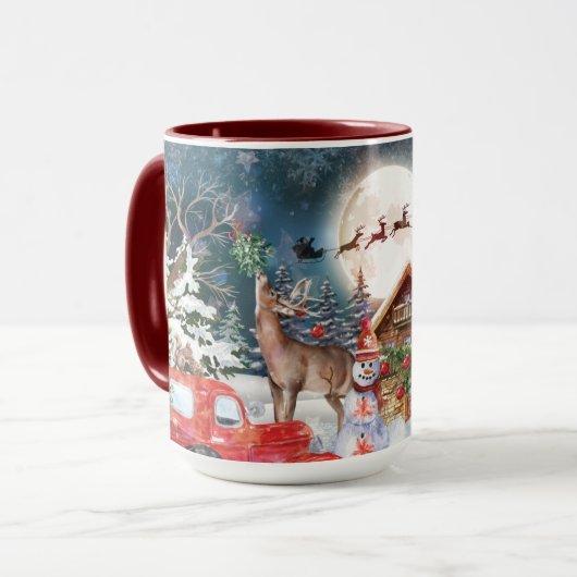 Kerstrode Feestdagen voor Kerstmis: Santa Rustige Mok (Voorkant links)