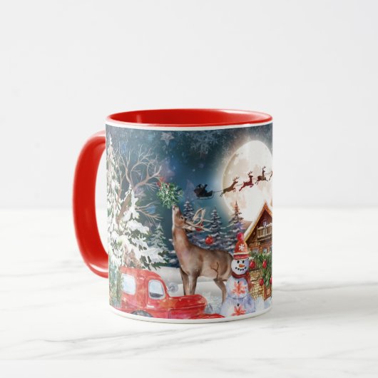 Kerstrode Feestdagen voor Kerstmis: Santa Rustige Mok (Voorkant links)