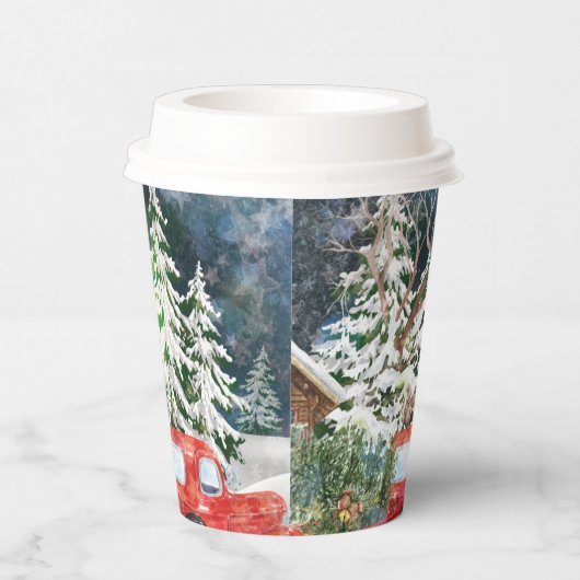 Kerstrode Feestdagen voor Kerstmis: Santa Rustige  Papieren Bekers (Rechts)