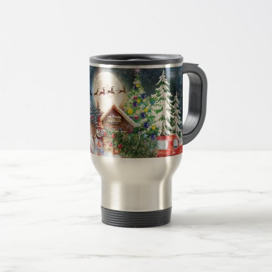 Kerstrode Feestdagen voor Kerstmis: Santa Rustige  Reisbeker (Voorkant rechts)