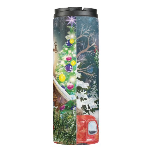 Kerstrode Feestdagen voor Kerstmis: Santa Rustige  Thermosbeker (Achterkant)