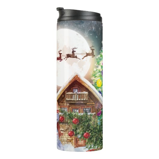 Kerstrode Feestdagen voor Kerstmis: Santa Rustige  Thermosbeker (Geroteerd rechts)