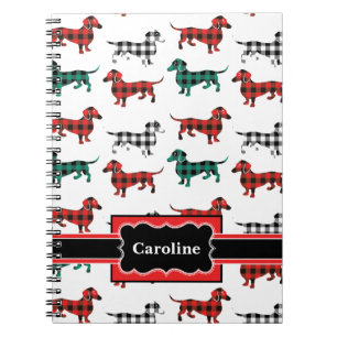 Kerstrode Flannel Dachshunds Cute Dogs Notitieboek