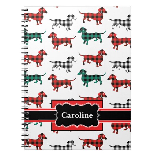 Kerstrode Flannel Dachshunds Cute Dogs Notitieboek (Voorkant)