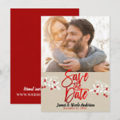 Kerstrode Folie Modern Save the Date Foto (Voorkant / Achterkant)