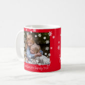 Kerstrode foto White Snowflake Year Familie Koffiemok (Voorkant links)