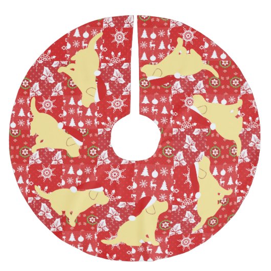 kerstrode, gele labrador Puppies Kerstboom Rok (Voorkant)