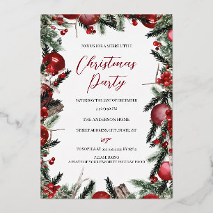 Kerstrode gouden feestdag folie uitnodiging