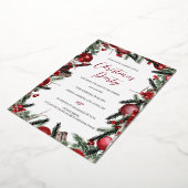 Kerstrode gouden feestdag folie uitnodiging (Gedraaid)