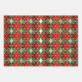 Kerstrode gouden Geometrische Harlequin Inpakpapier Vel (Voorkant)