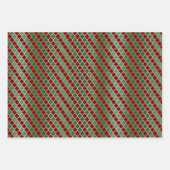Kerstrode gouden groene geometrische patronen inpakpapier vel (Voorkant)