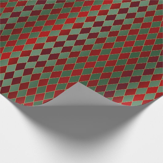 Kerstrode gouden Harlequin Cadeaupapier (Hoek)